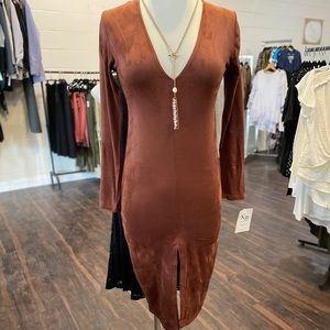 Beautiful suede dress with front slit